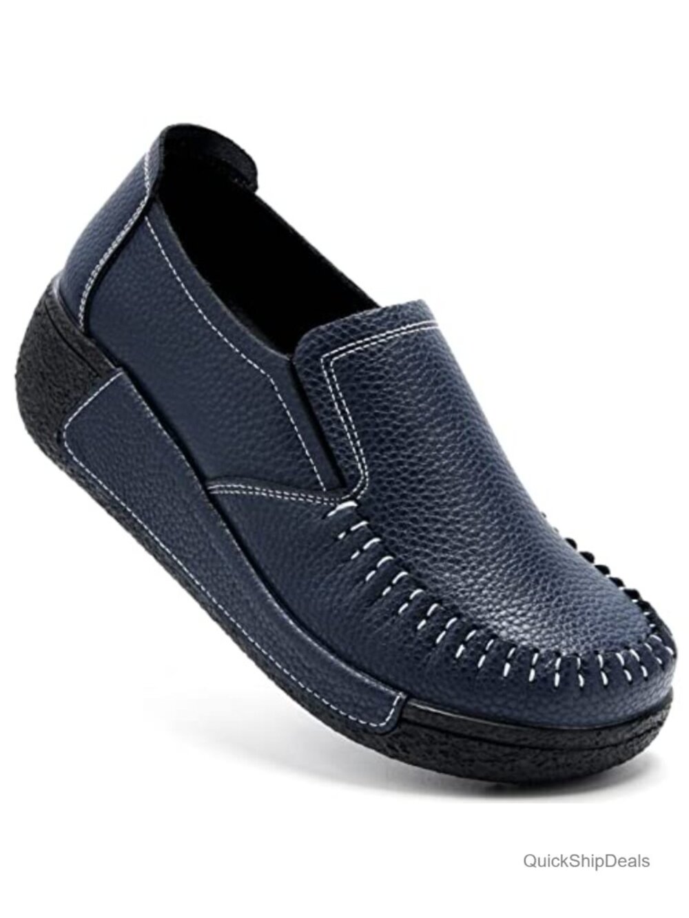 Platform Loafers Women Comfort Leather Slip On Work Shoes